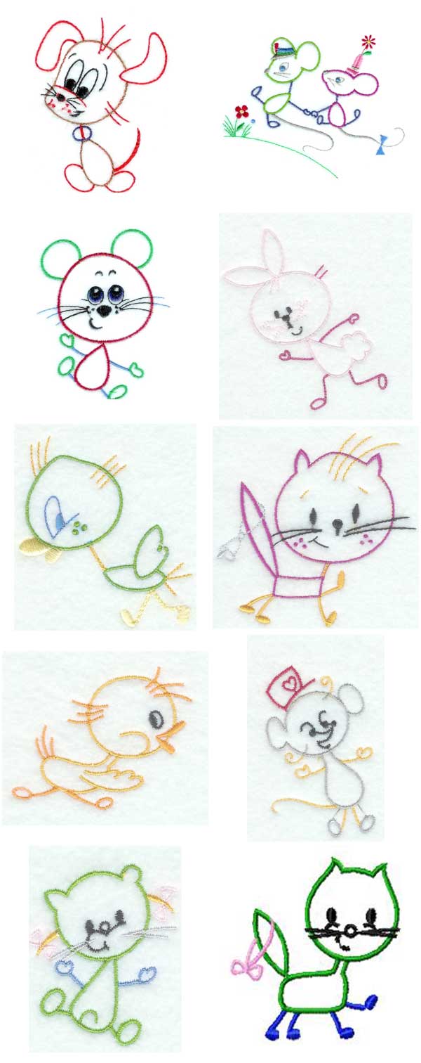 Kids Line Art Fun Embroidery Machine Design Details