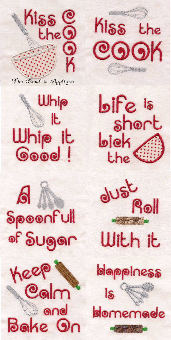 Kiss the Cook Embroidery Machine Design Details