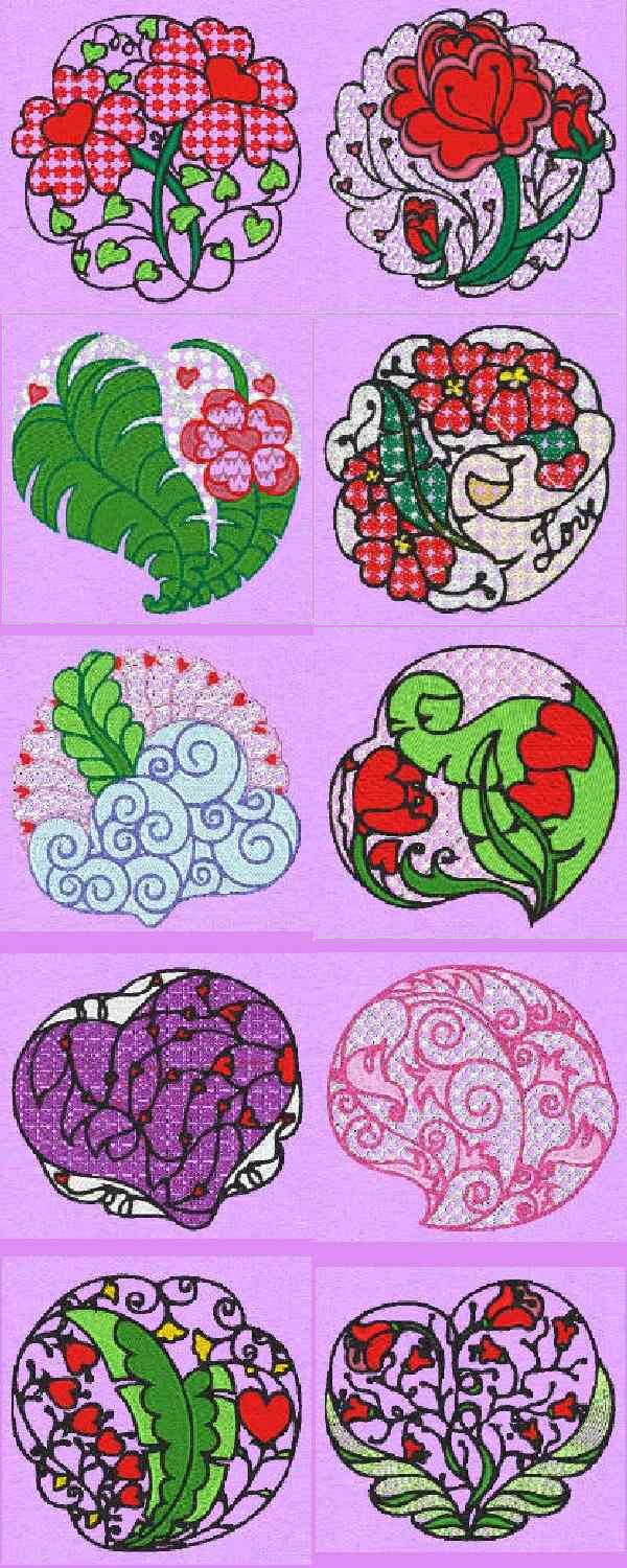lacevalentinecoasters machine embroidery contact sheet