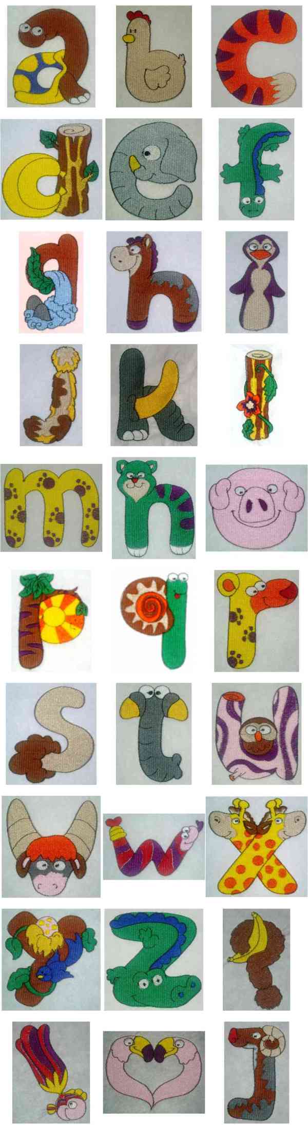 LC Animal Alphabet Embroidery Machine Design Details