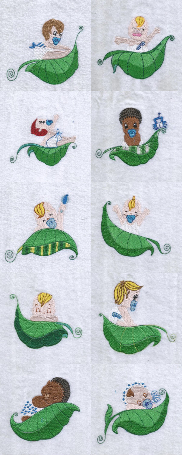 Leaf Babies Embroidery Machine Design Details