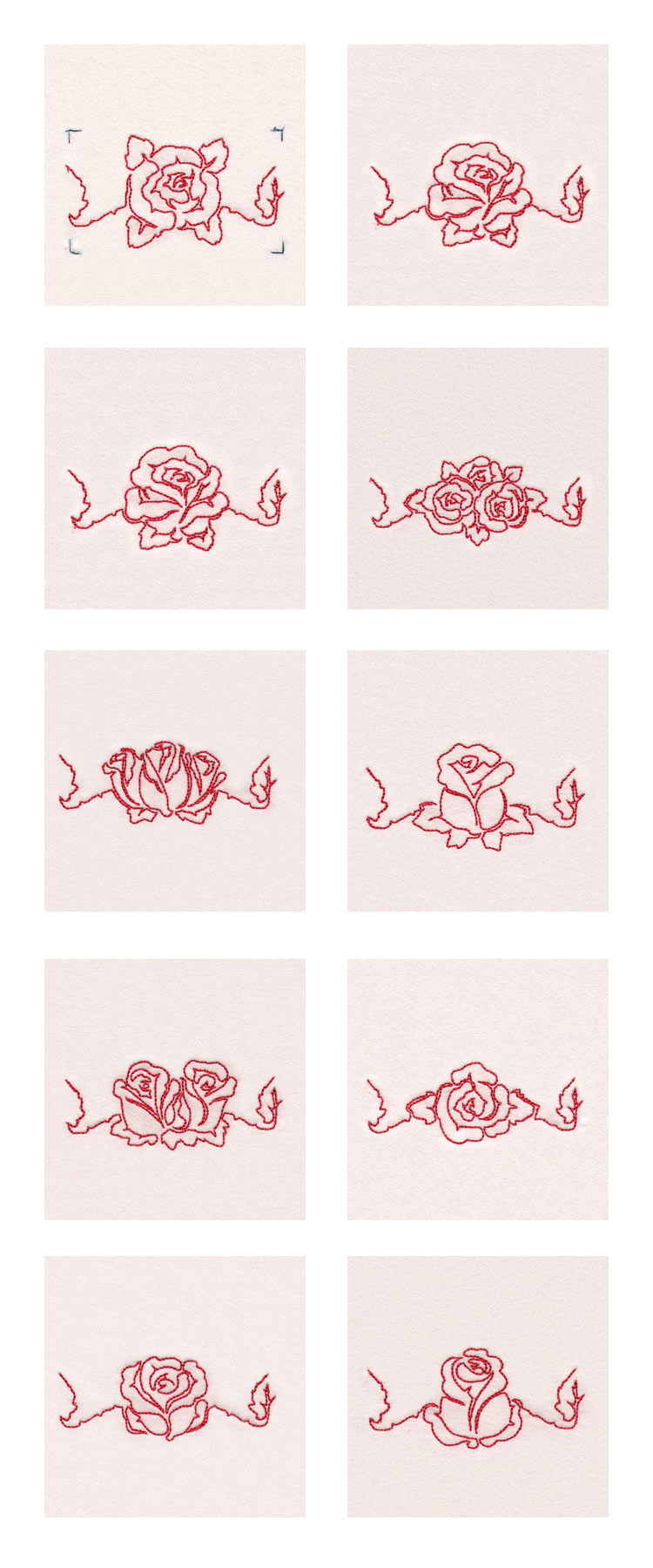 Lineart Roses Borders Embroidery Machine Design Details