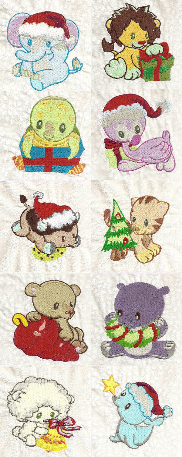 littlechristmasanimals1 machine embroidery contact sheet