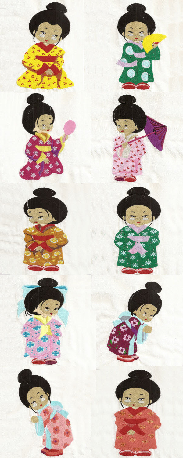 Little Geishas Embroidery Machine Design Details