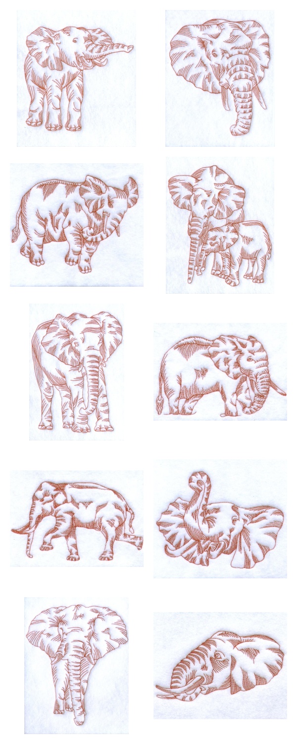 Majestic Elephants Embroidery Machine Design Details