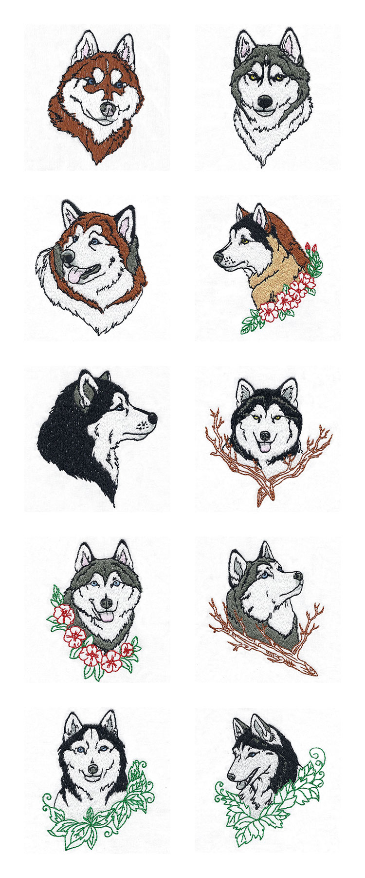 Malamutes and Huskies Embroidery Machine Design Details