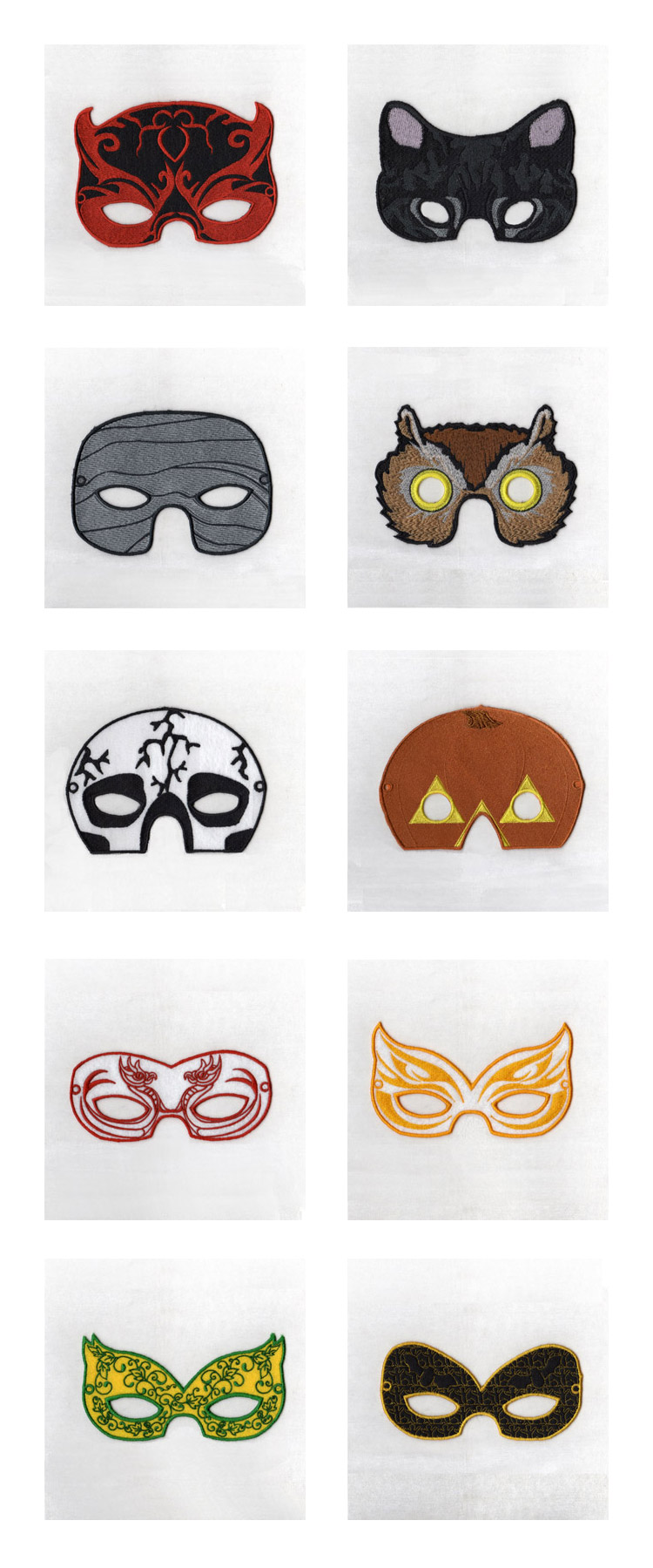 Halloween and Mardi Gras Masks Embroidery Machine Design Details