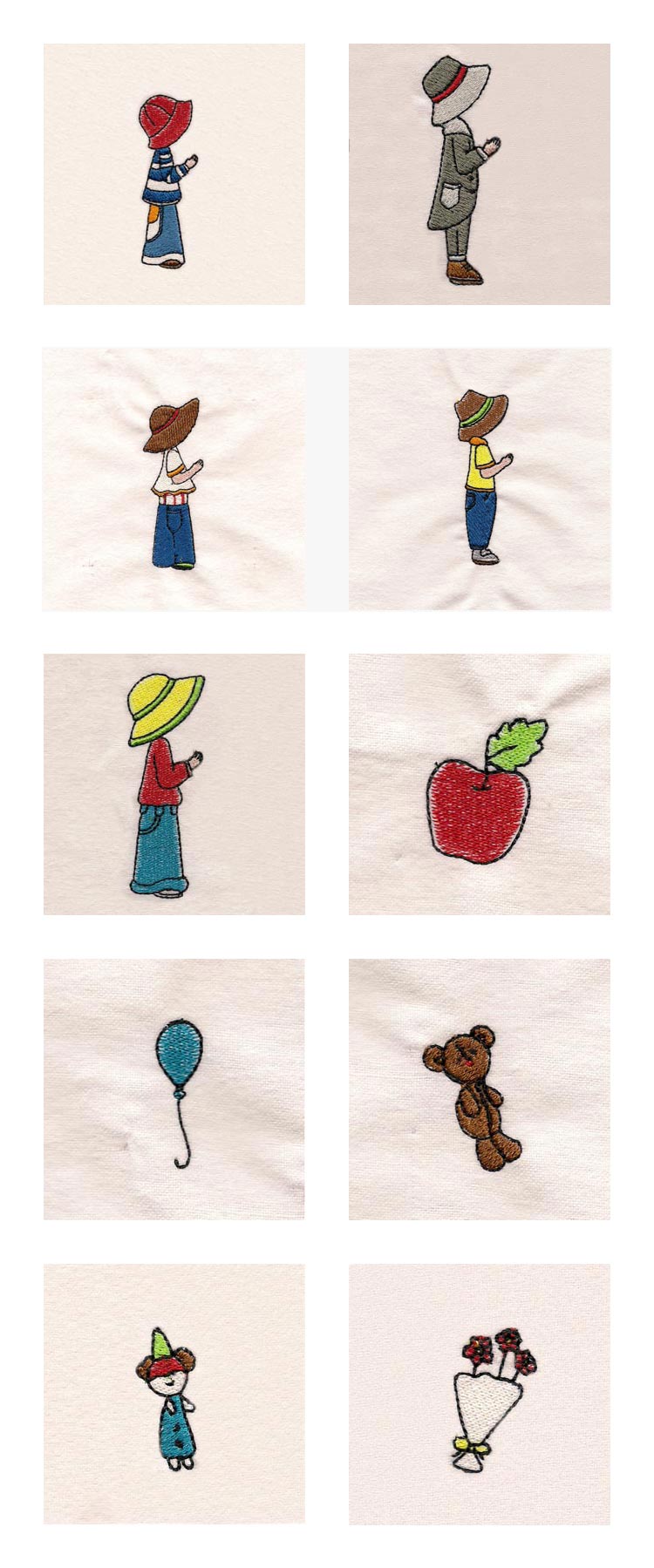 Mix and Match Sunbonnet Boys Embroidery Machine Design Details