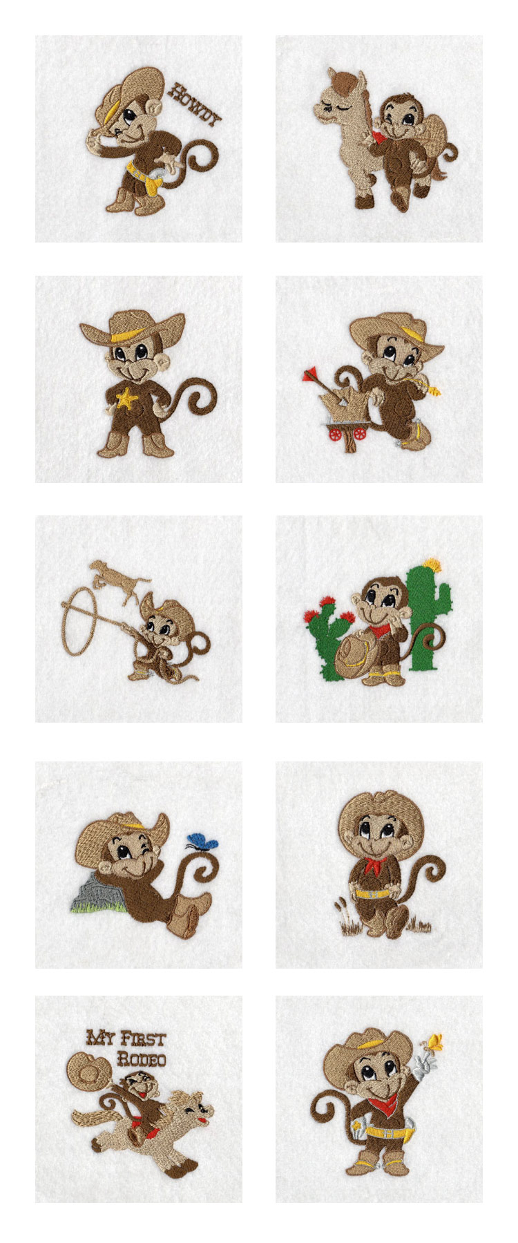 Monkey Cowboys Embroidery Machine Design Details