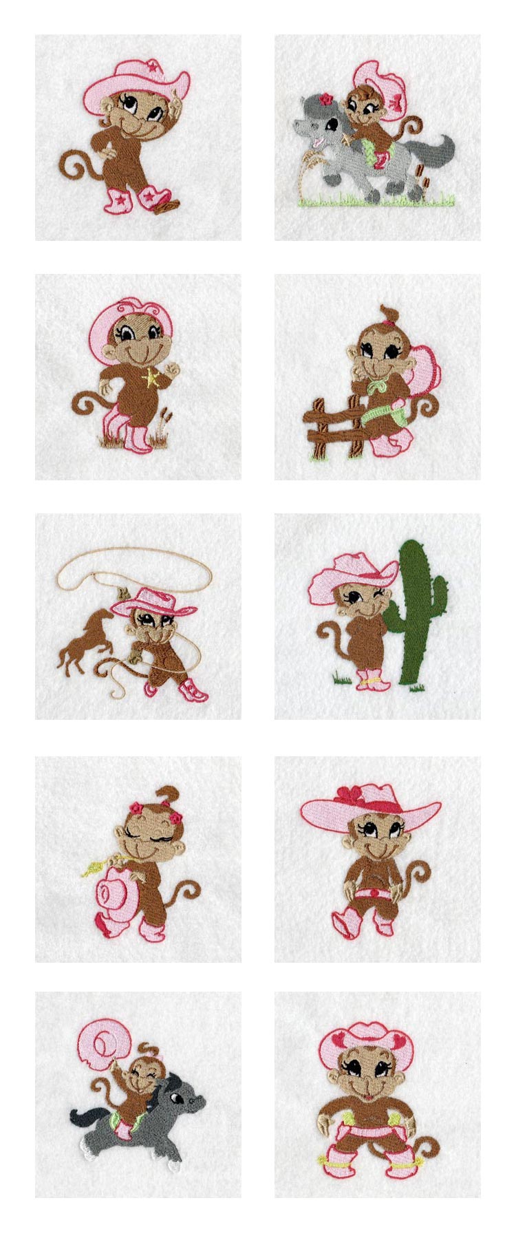 Monkey Cowgirls Embroidery Machine Design Details