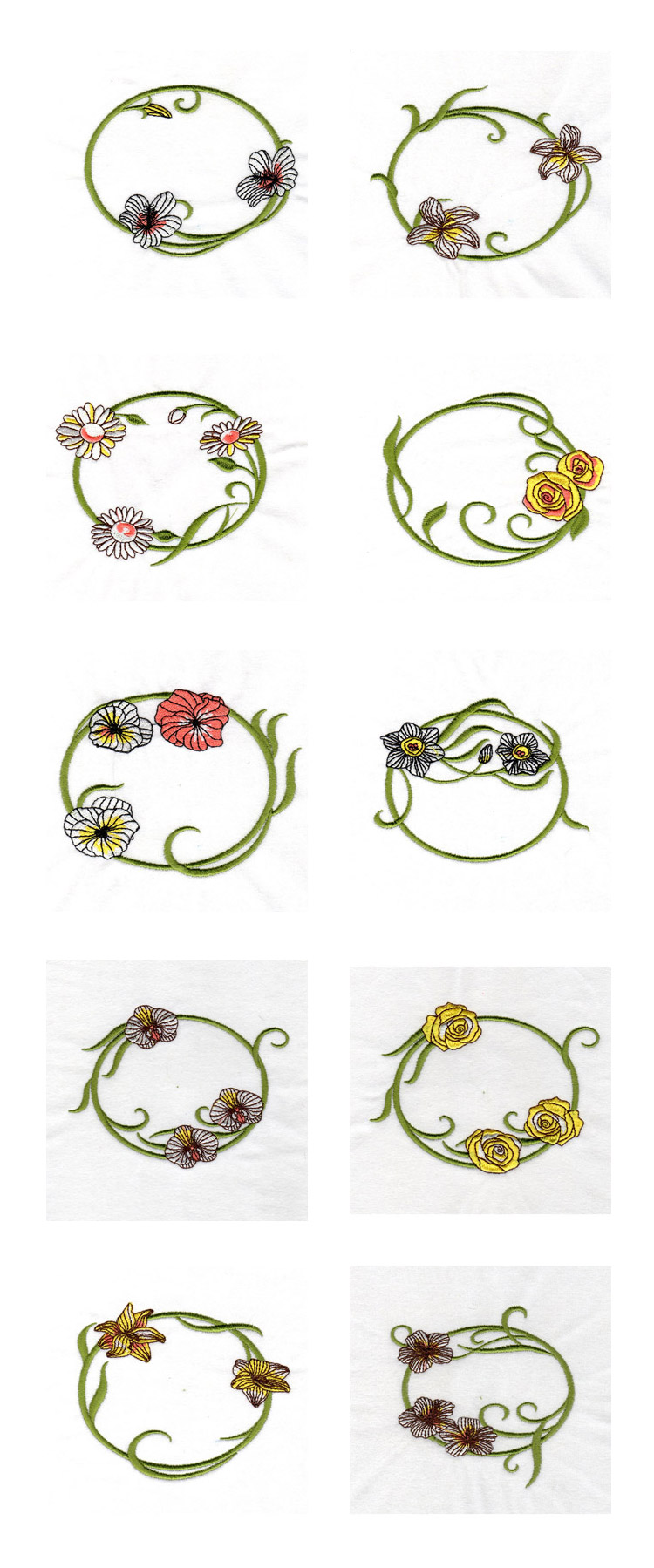 Floral Monogram Frames Embroidery Machine Design Details