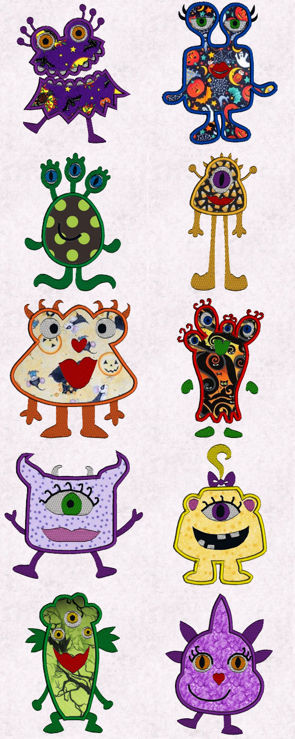 Monster Mash Girls Embroidery Machine Design Details