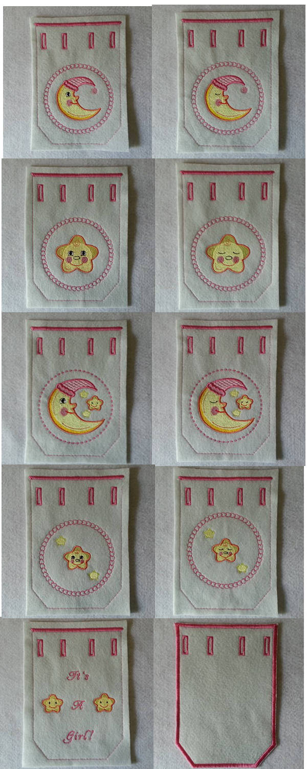 Moon and Stars Gift Bags for Girls Embroidery Machine Design Details