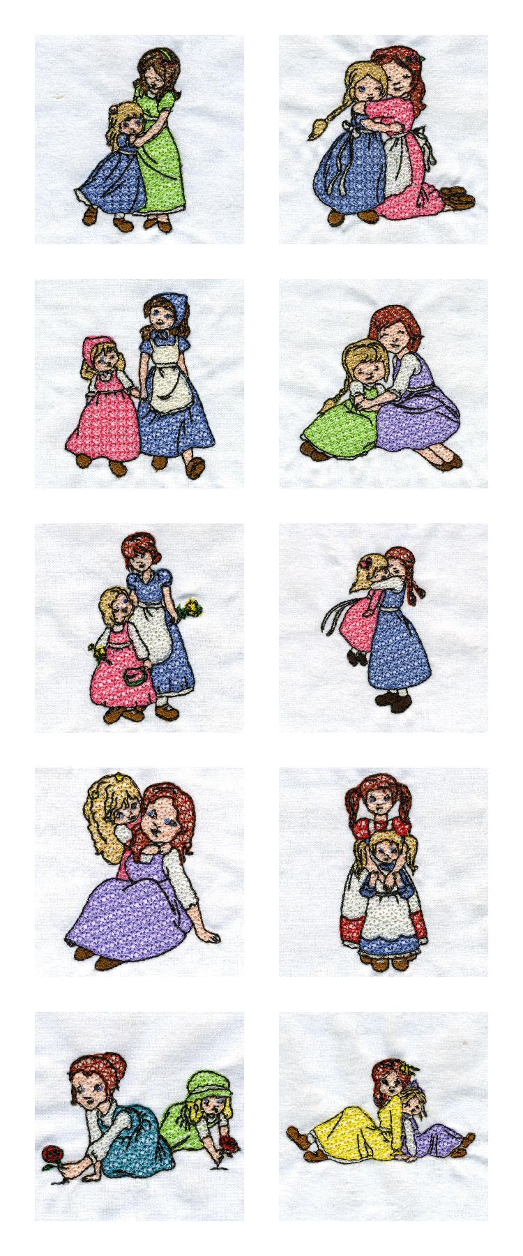 Mother and Daughter Embroidery Machine Design Details