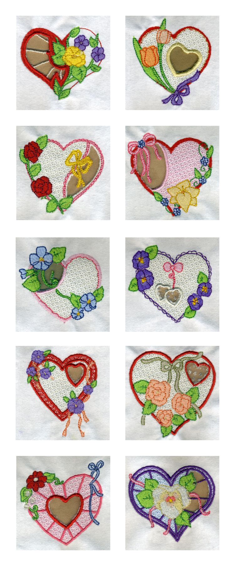 Mothers Day Faux Cutwork Hearts Embroidery Machine Design Details