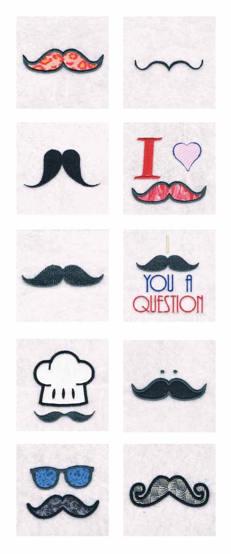 Moustache Embroidery Machine Design Details