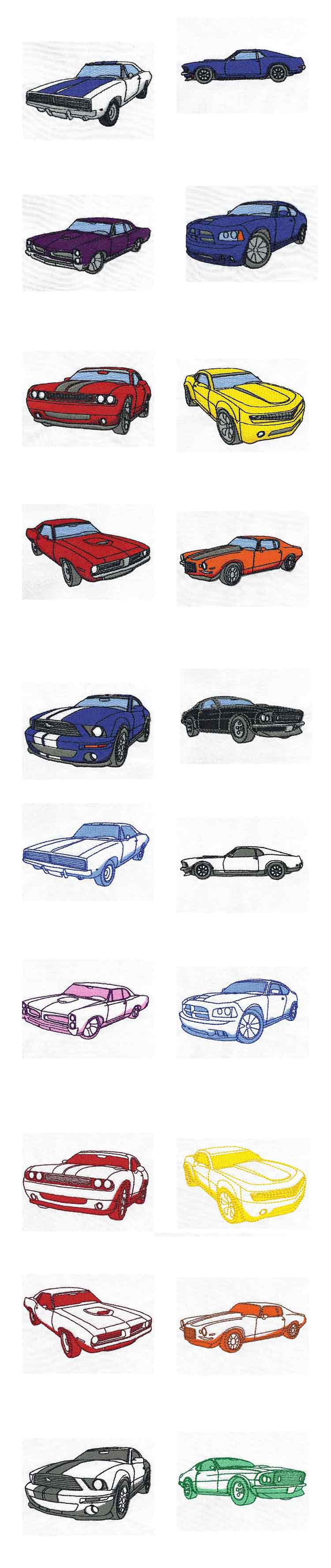 Muscle Cars Embroidery Machine Design Details