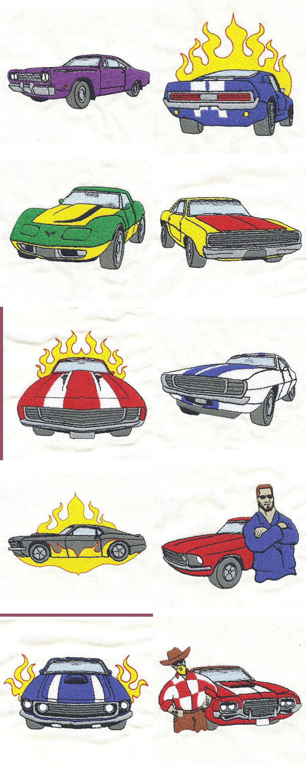 Muscle Cars 2 Embroidery Machine Design Details