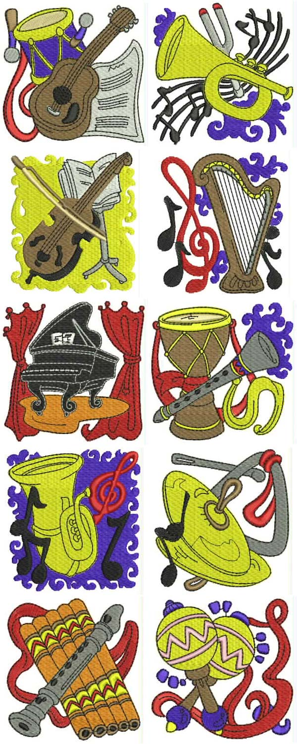Musical Blocks Filled Embroidery Machine Design Details