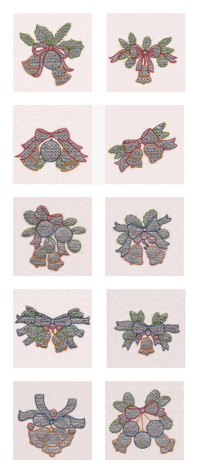 Mylar Christmas Bells Embroidery Machine Design Details