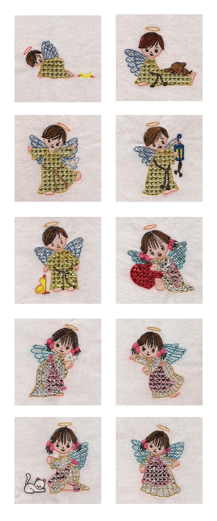 Mylar Cute Angels Embroidery Machine Design Details