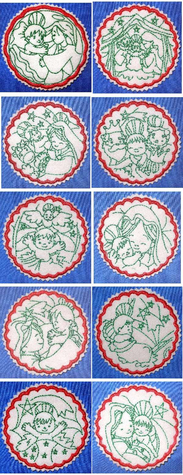 Nativity Coasters Embroidery Machine Design Details