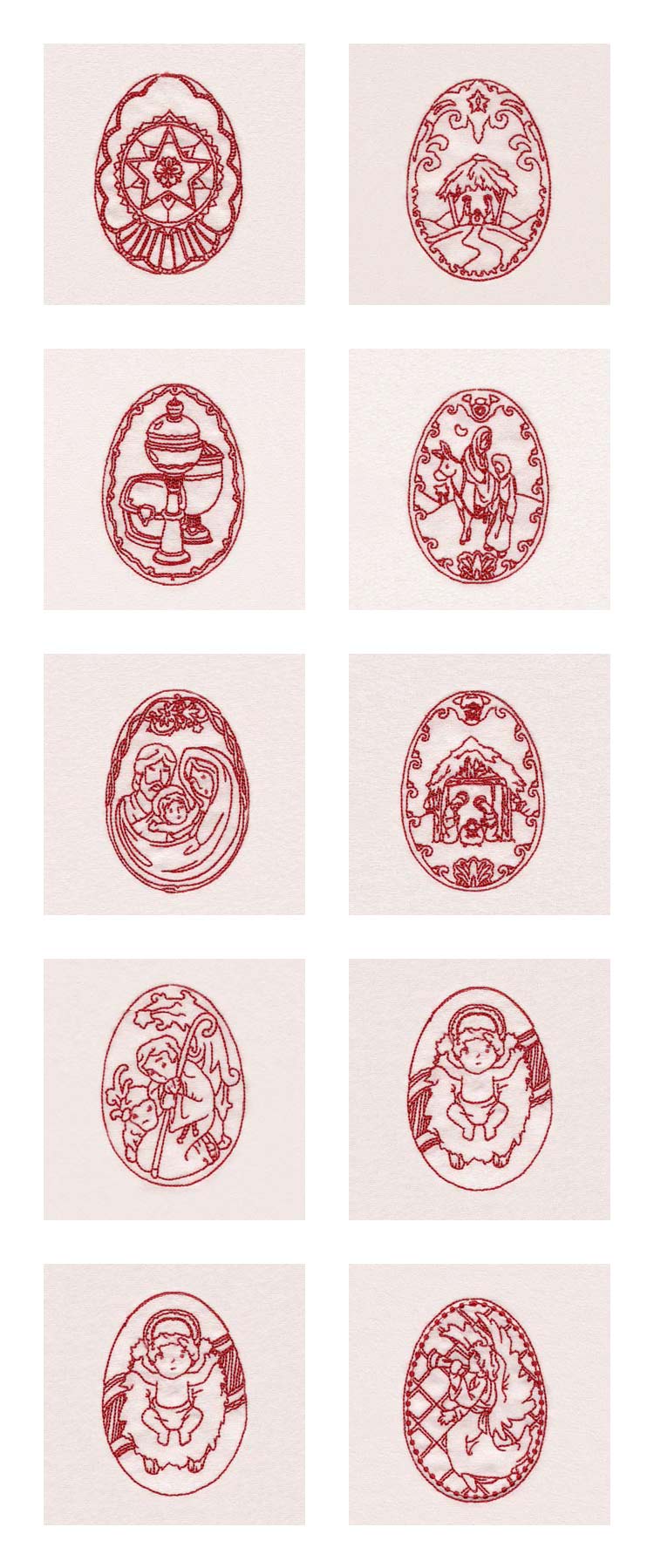 Decorative Nativity Ovals Embroidery Machine Design Details