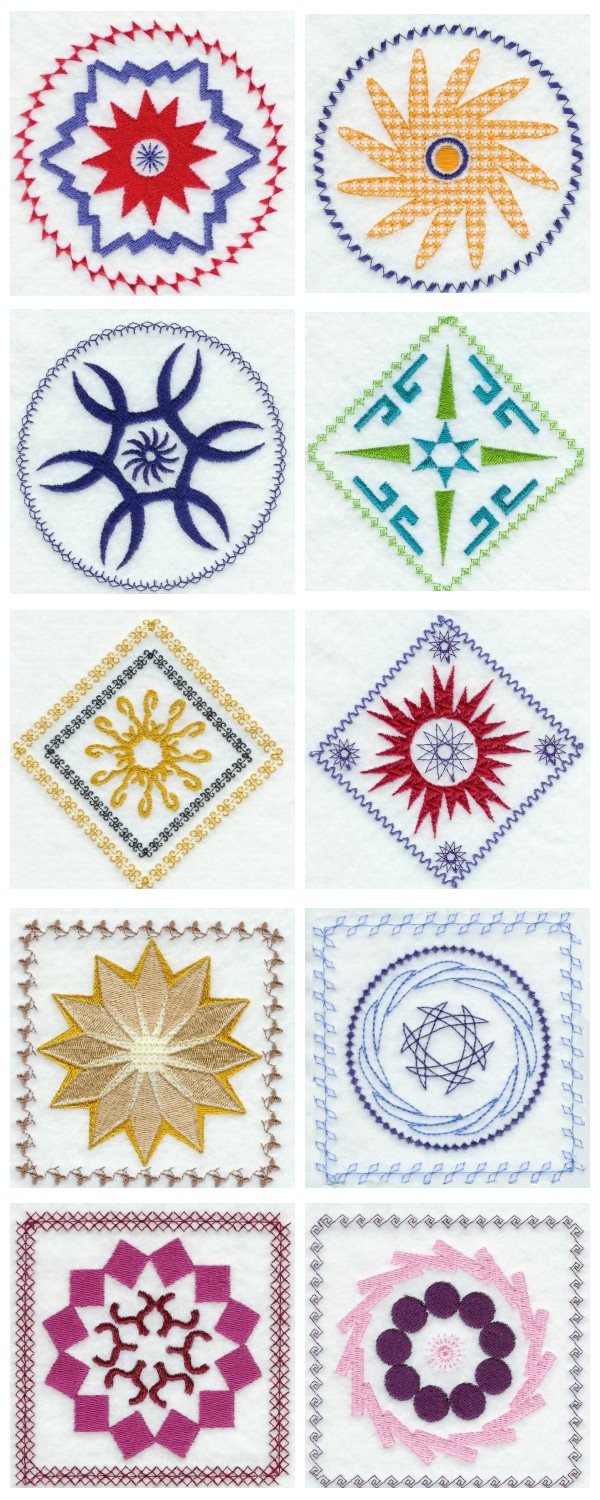 Nouveau Quilt Blocks Embroidery Machine Design Details