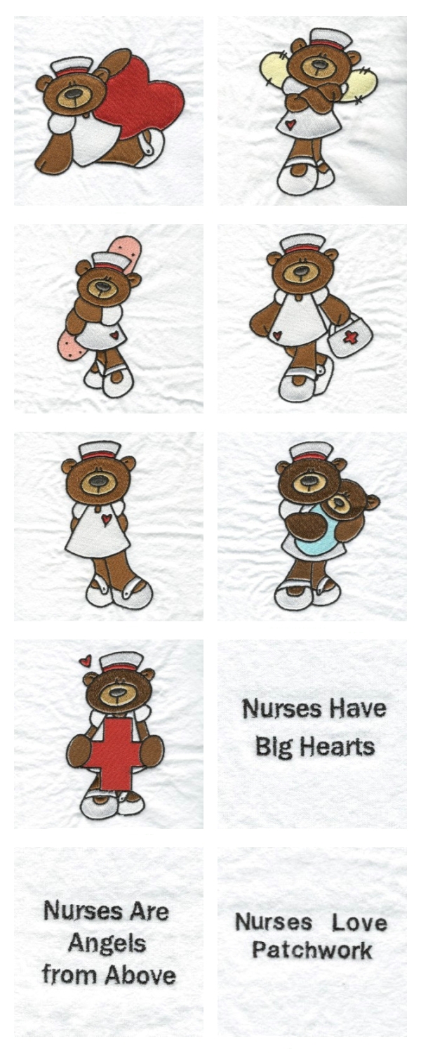 Nurse Bears Embroidery Machine Design Details
