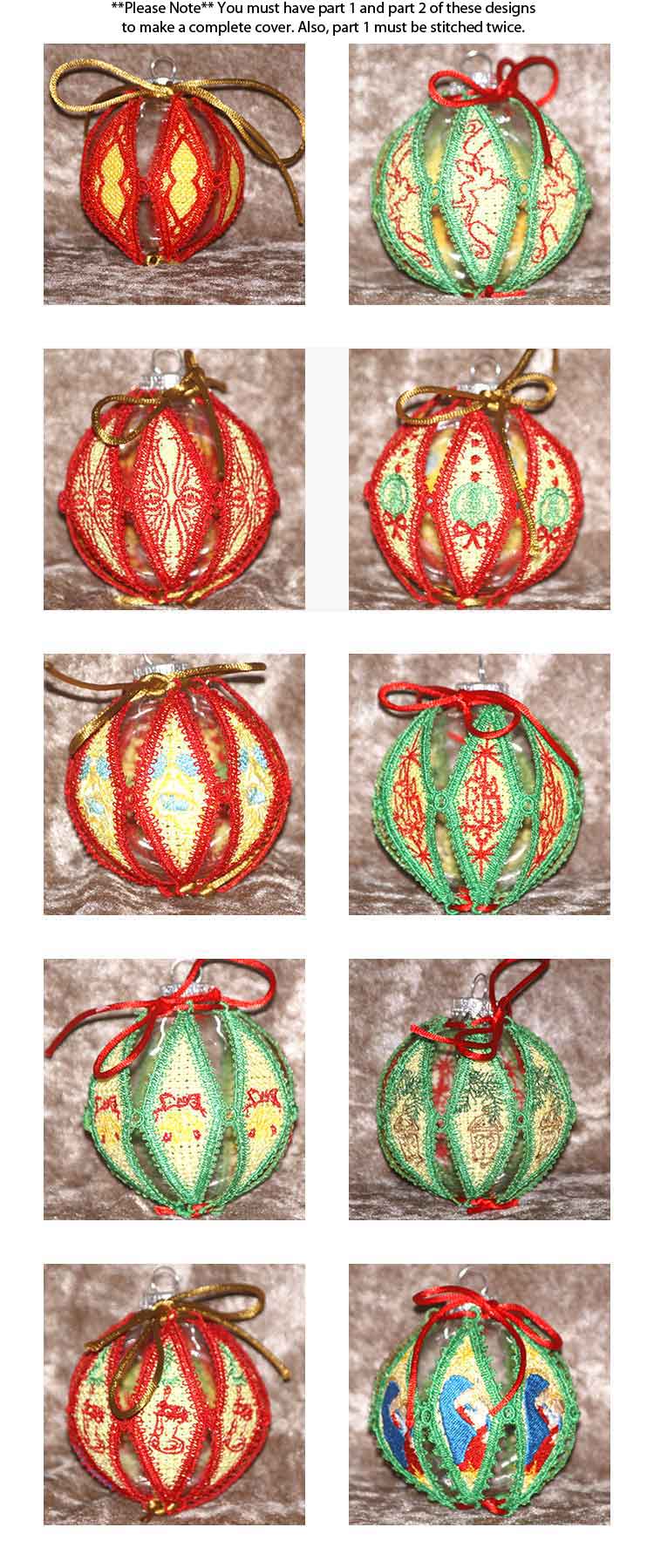 Lace Holiday Ornament Covers Embroidery Machine Design Details