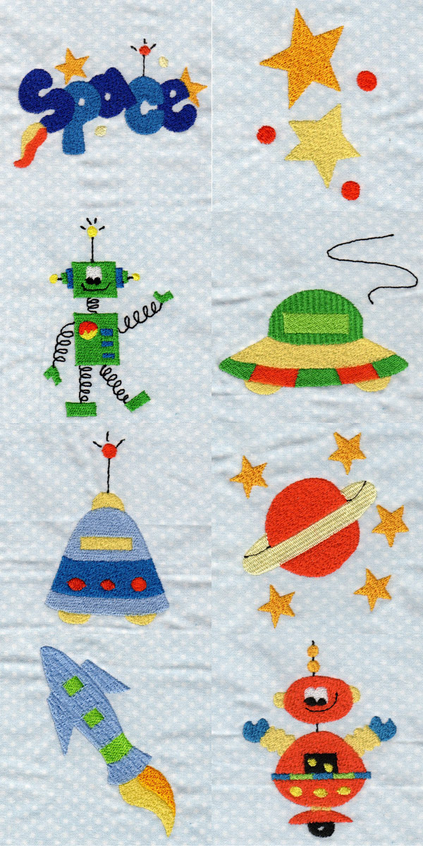 Outer Space Embroidery Machine Design Details