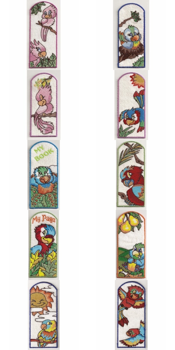 Parrot Bookmarkers Embroidery Machine Design Details