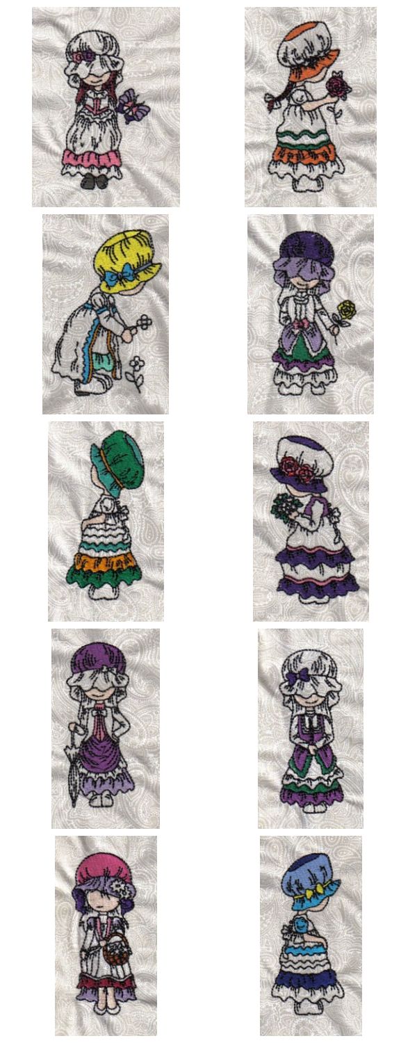 Partial Filled Bonnets Embroidery Machine Design Details