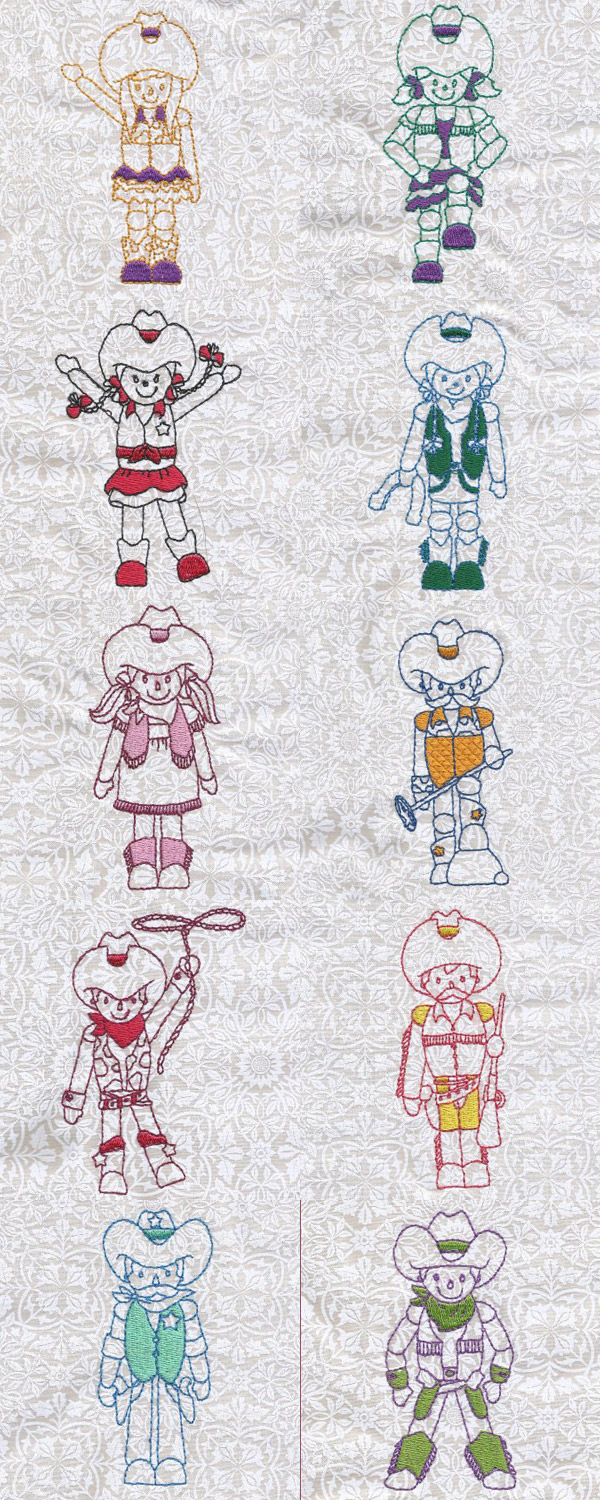 Patchy Cowboys and Cowgirls Embroidery Machine Design Details