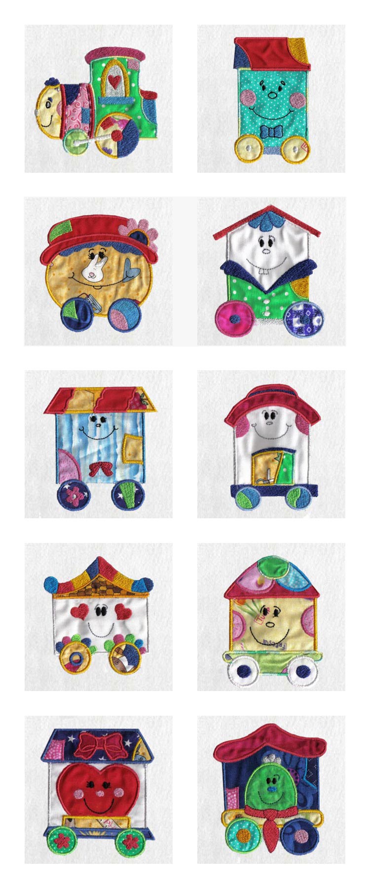 Applique Patchwork Train Embroidery Machine Design Details