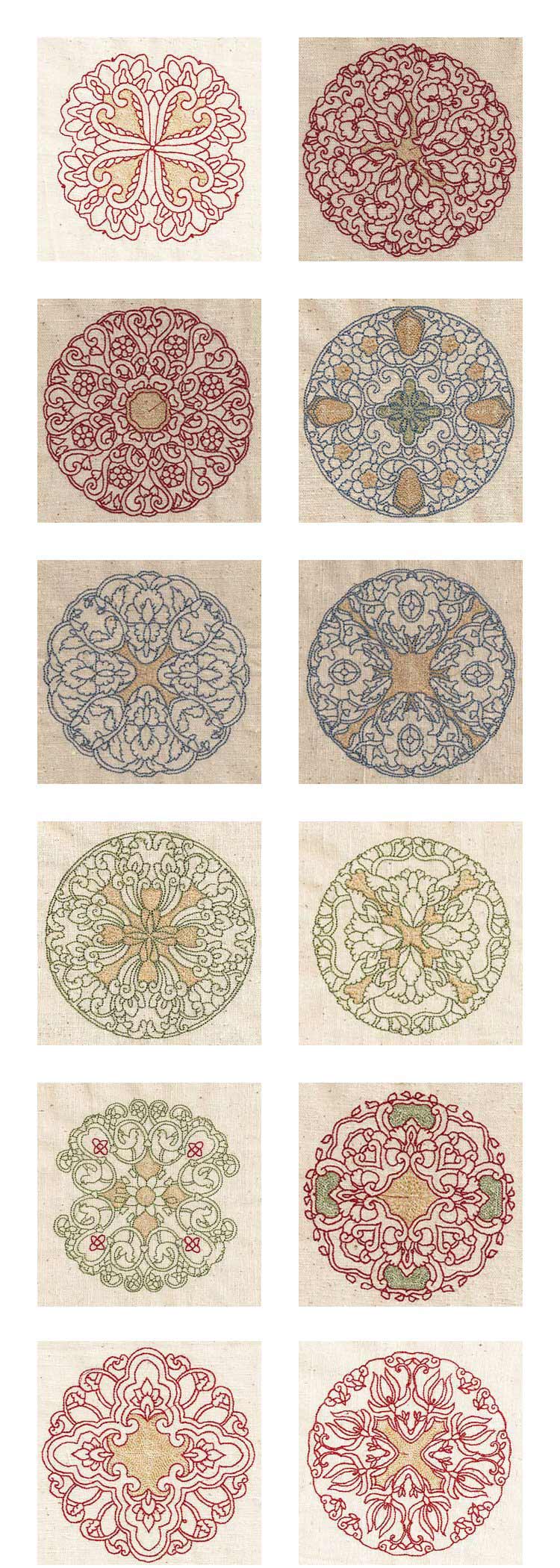 Persian Quilt Circles Embroidery Machine Design Details