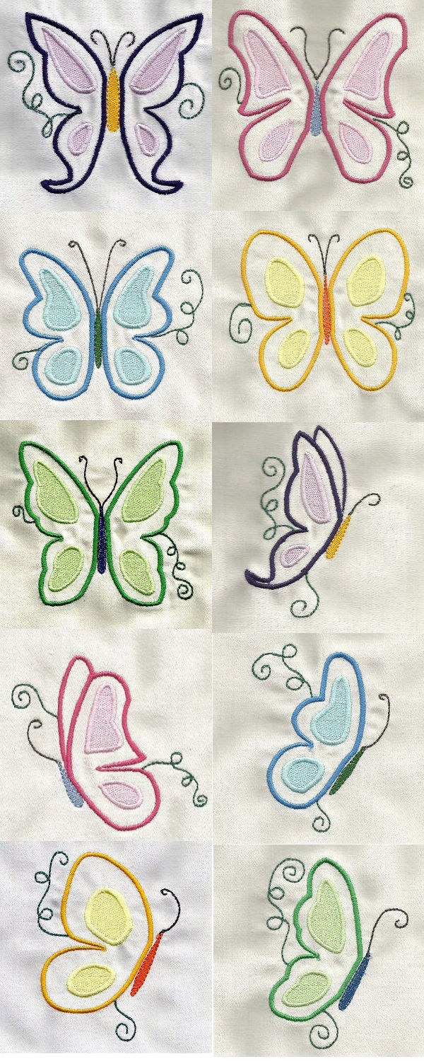 Partially Filled Butterflies Embroidery Machine Design Details