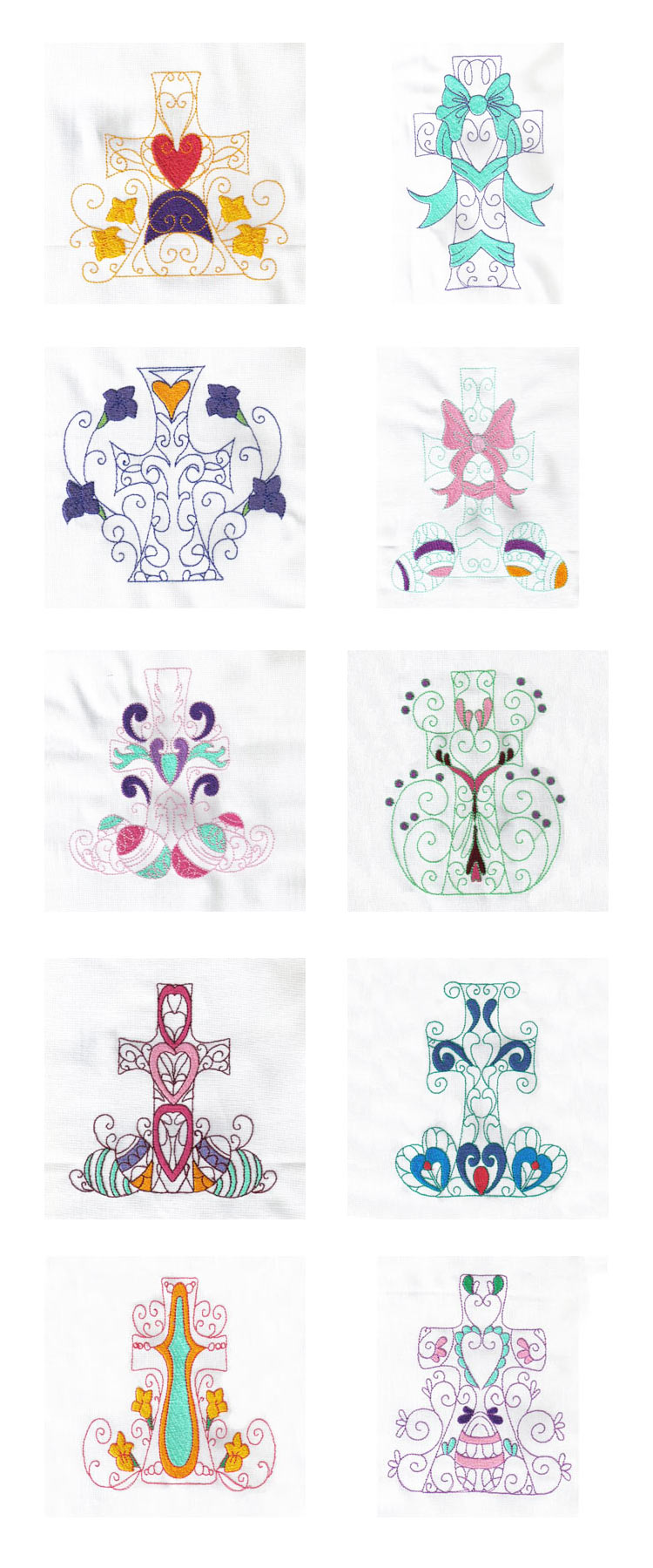 Partially Filled Easter Crosses Embroidery Machine Design Details