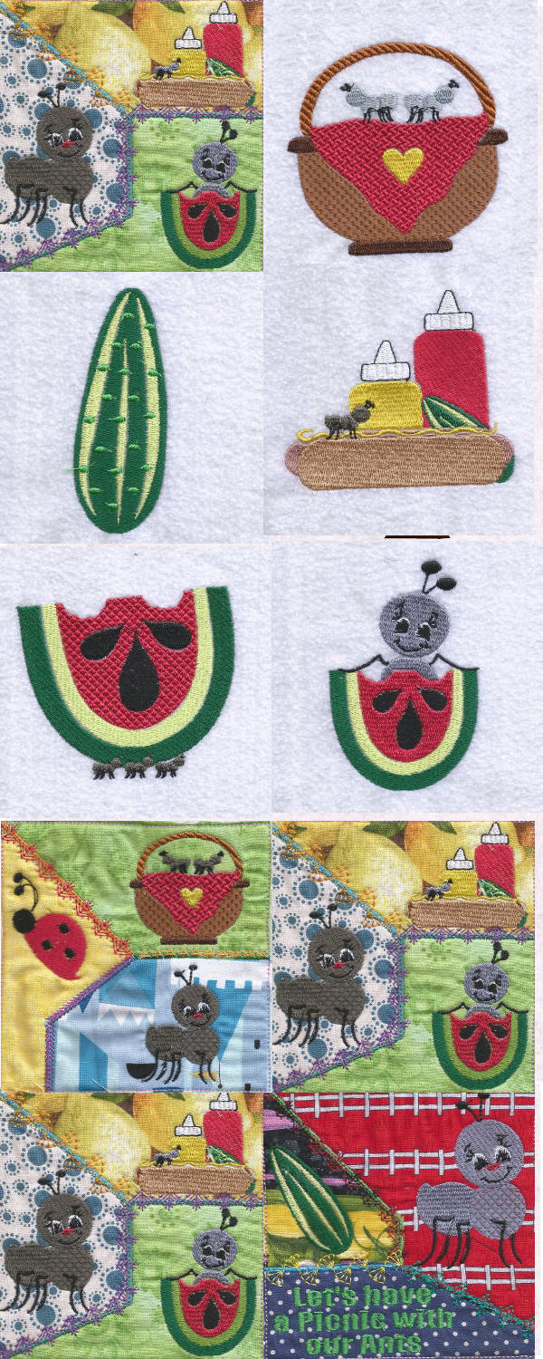 Picnic Ants Embroidery Machine Design Details