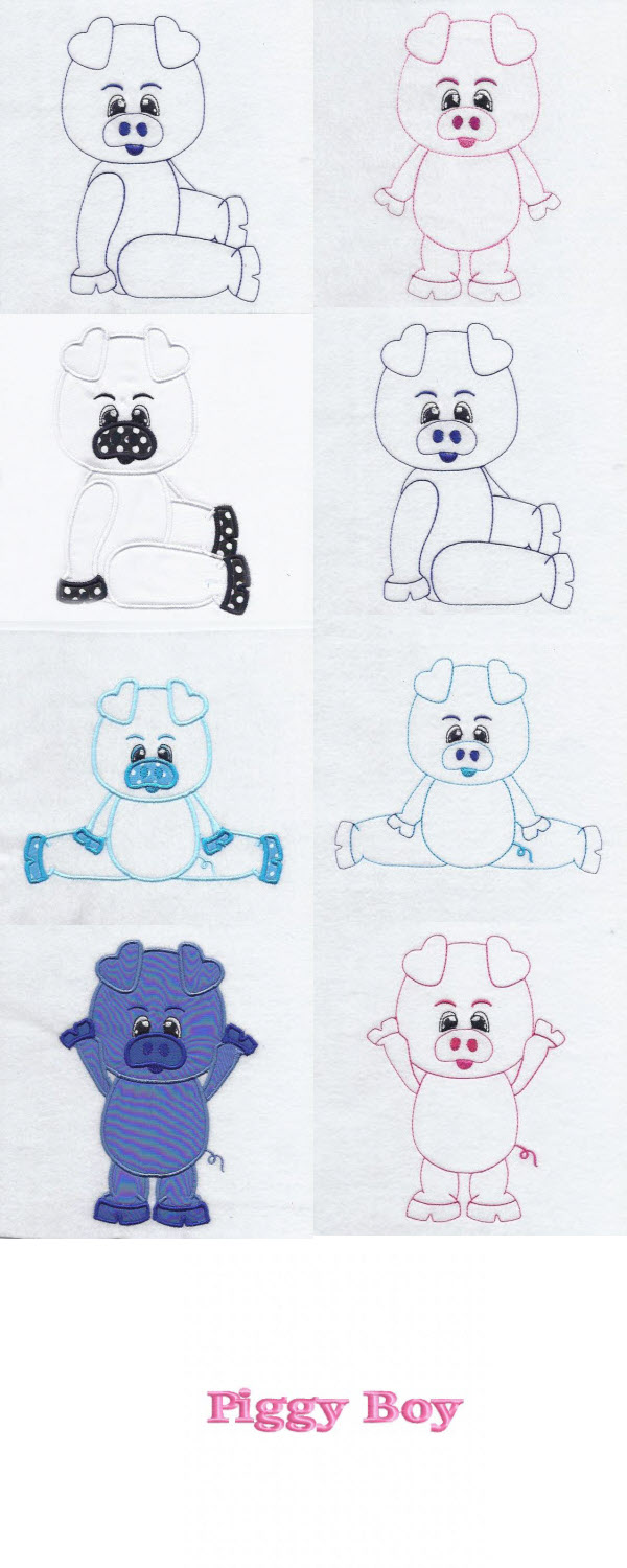 Piggy Boys Embroidery Machine Design Details