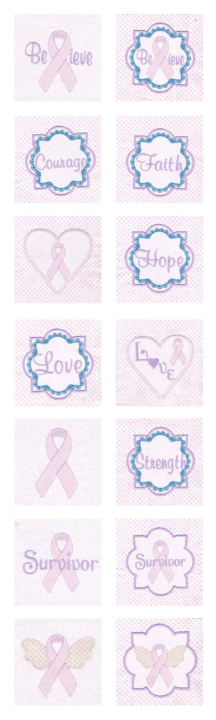 Pink Ribbon Blocks Embroidery Machine Design Details