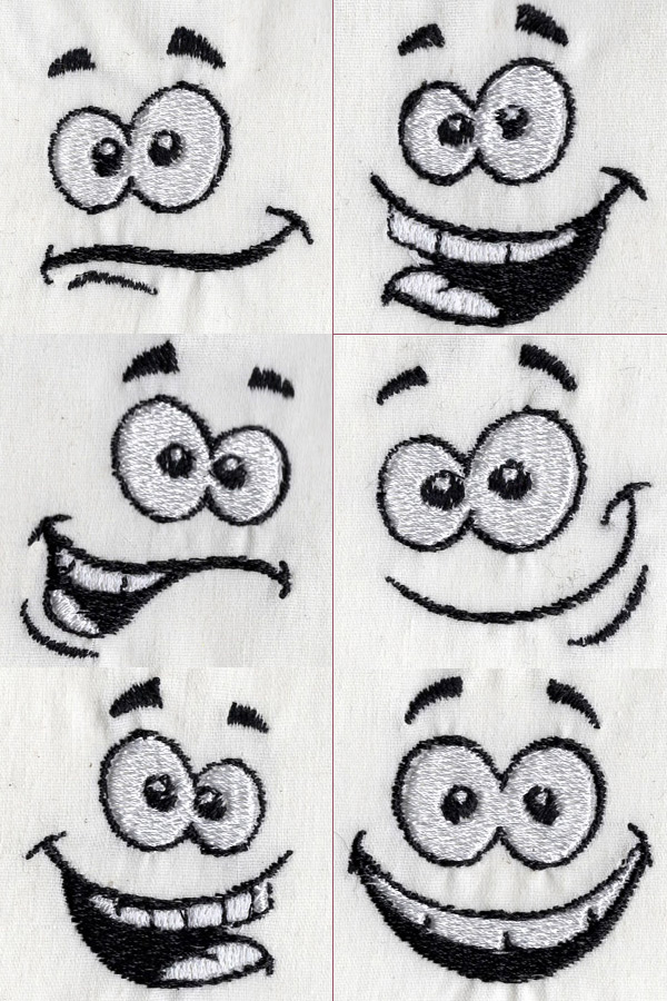 Pocket Happy Faces Embroidery Machine Design Details