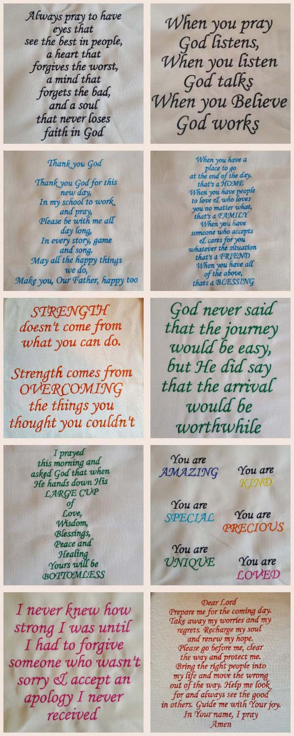 Prayers and Quotes Embroidery Machine Design Details