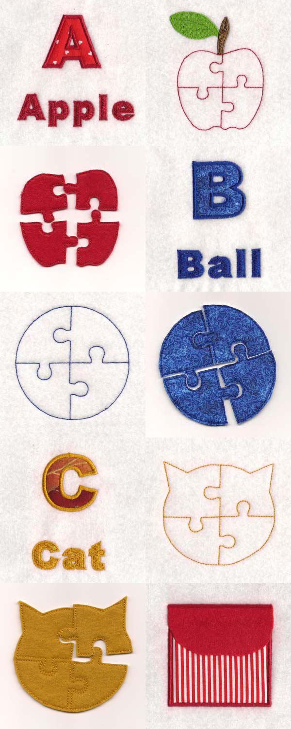 Puzzle Page ABC Embroidery Machine Design Details