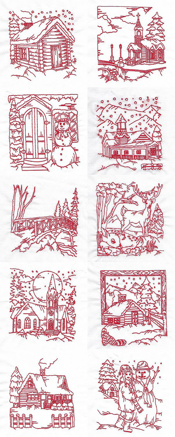 Quick Stitch Winter Village Embroidery Machine Design Details