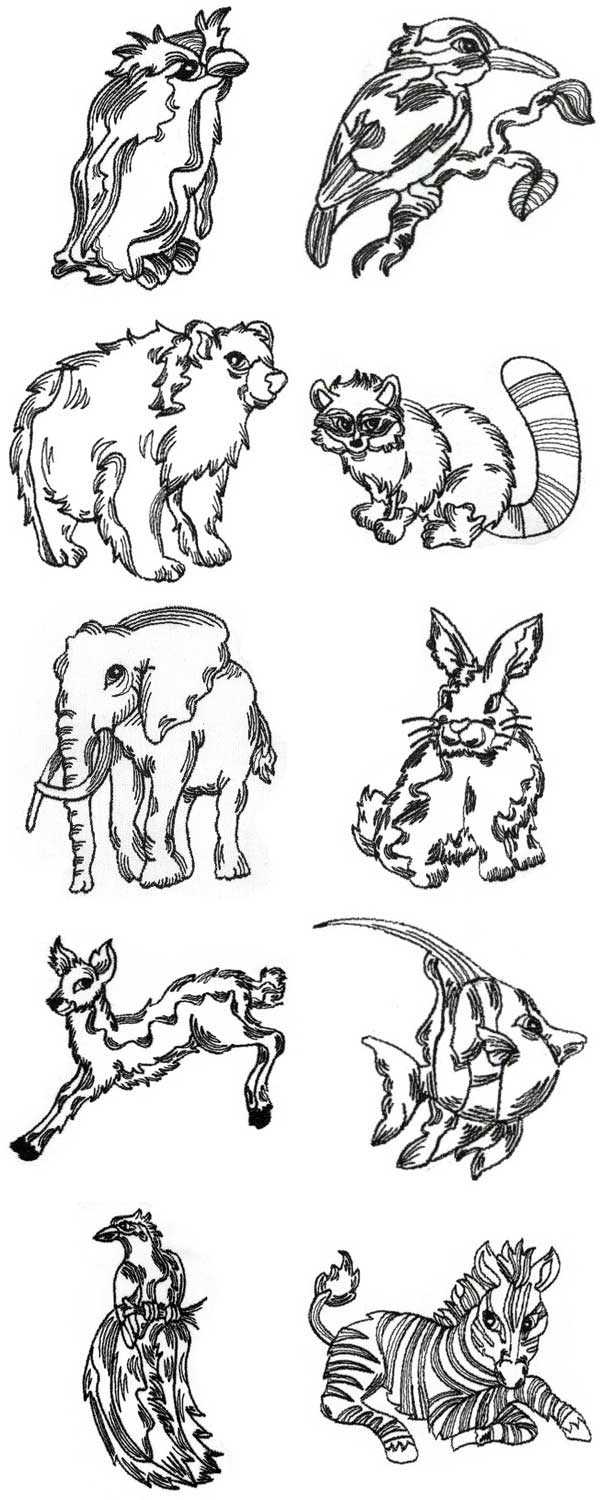 Black Work Animals Embroidery Machine Design Details