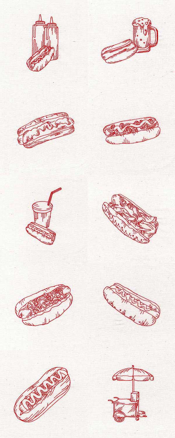 RW Picnic Hot Dogs Embroidery Machine Design Details