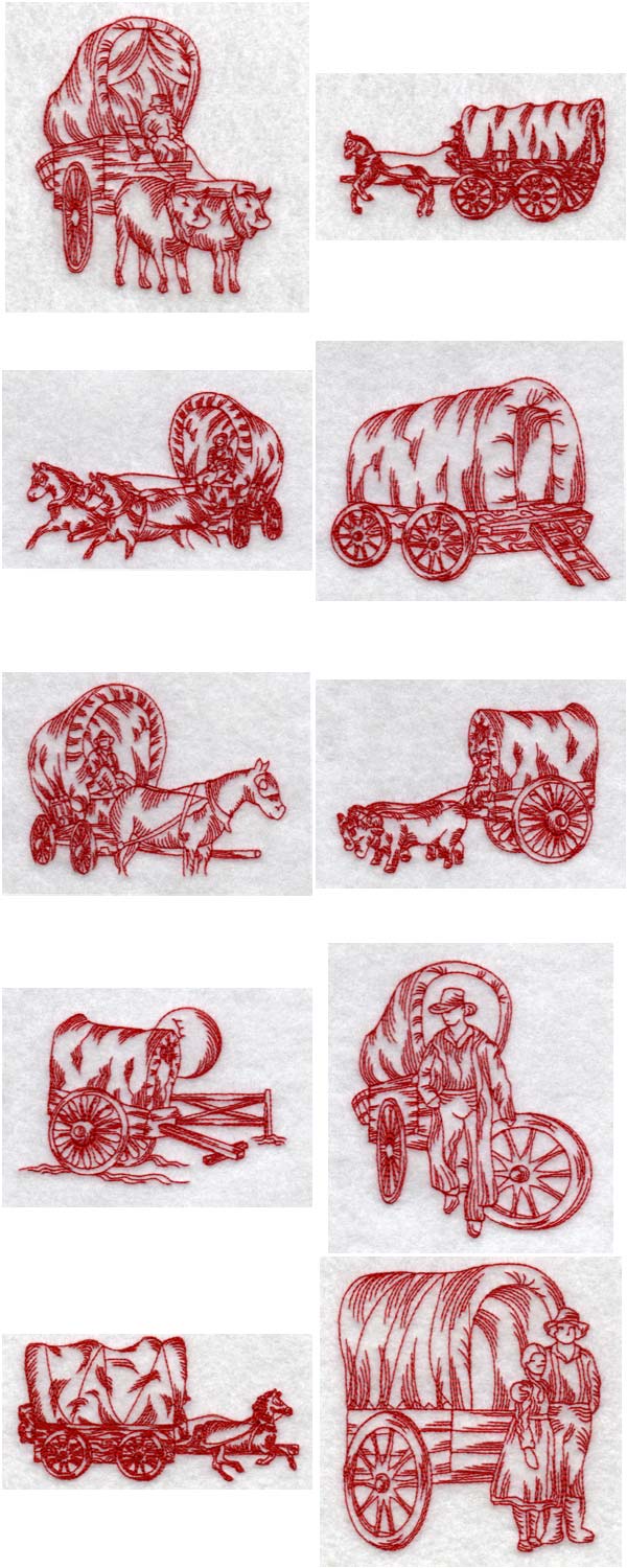 Redwork Pioneers Embroidery Machine Design Details