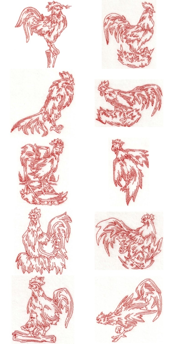 Rooster Embroidery Machine Design Details