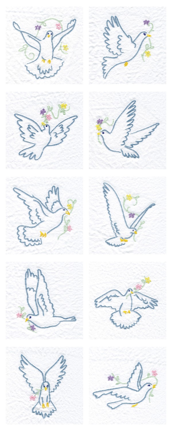 Doves Embroidery Machine Design Details
